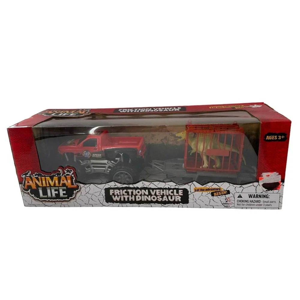 Animal Life Truck Vehicle Car Toy Safari Rescue Dinosaur Gift Set Friction Box f